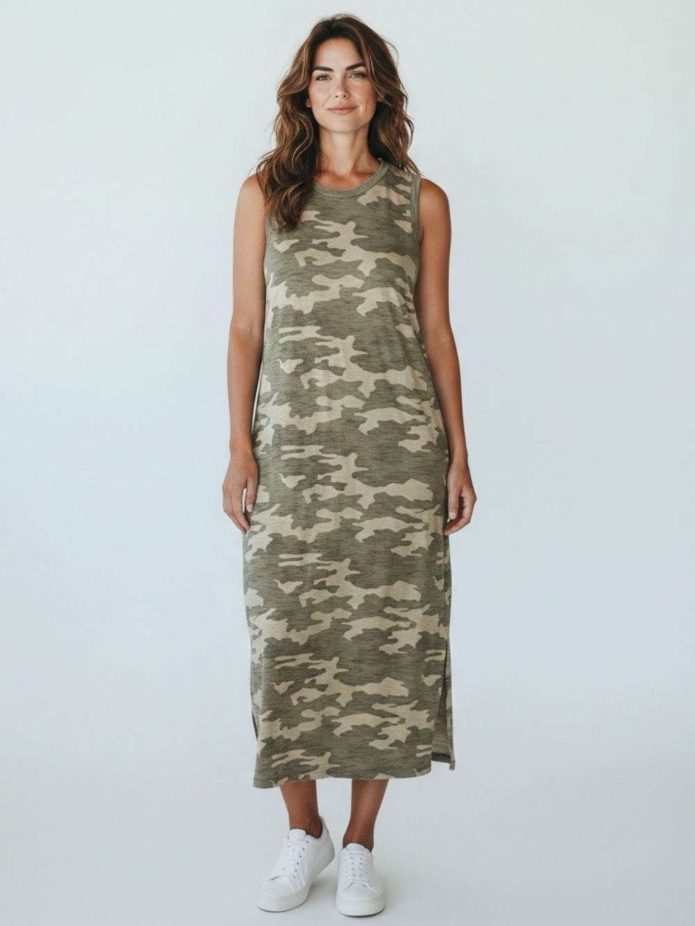 Universal Thread Olive Camo Sleeveless Maxi Dress